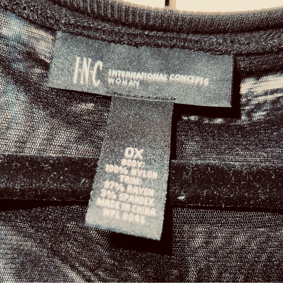 INC Sequined Black Sheer Top size 0X - Picture 2 of 3